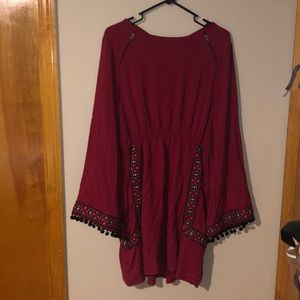 NWT earthbound bell sleeve burgundy dress